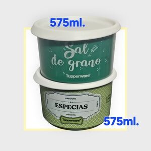 Tupperware Green Stackable Spice Containers with White Lids